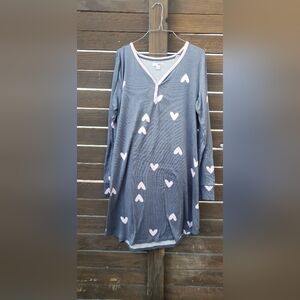Heart Print Long Sleeve Pajama Top